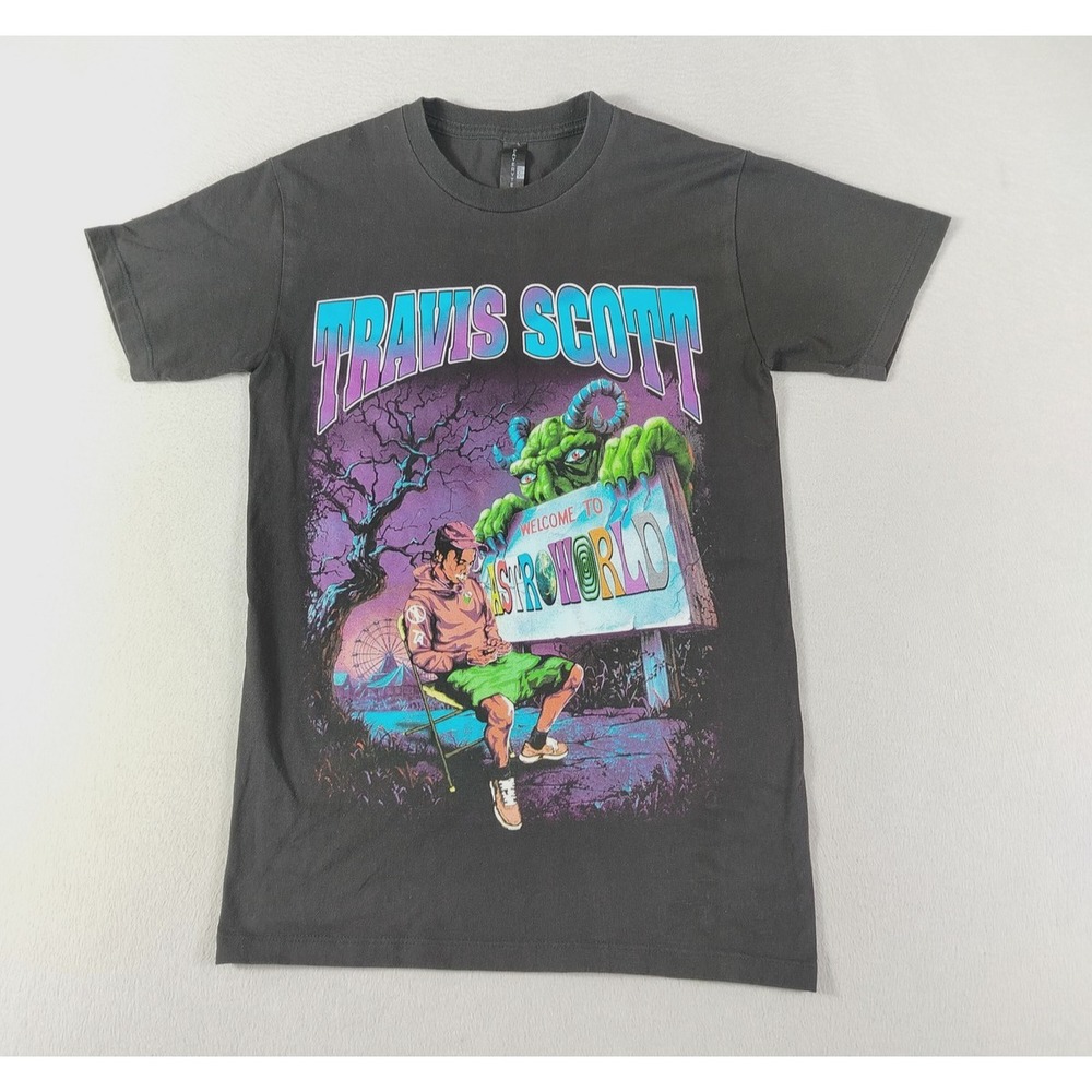 Travis Scott Astroworld Shirt Mens Small Black Graphic Tee Playerytees Music